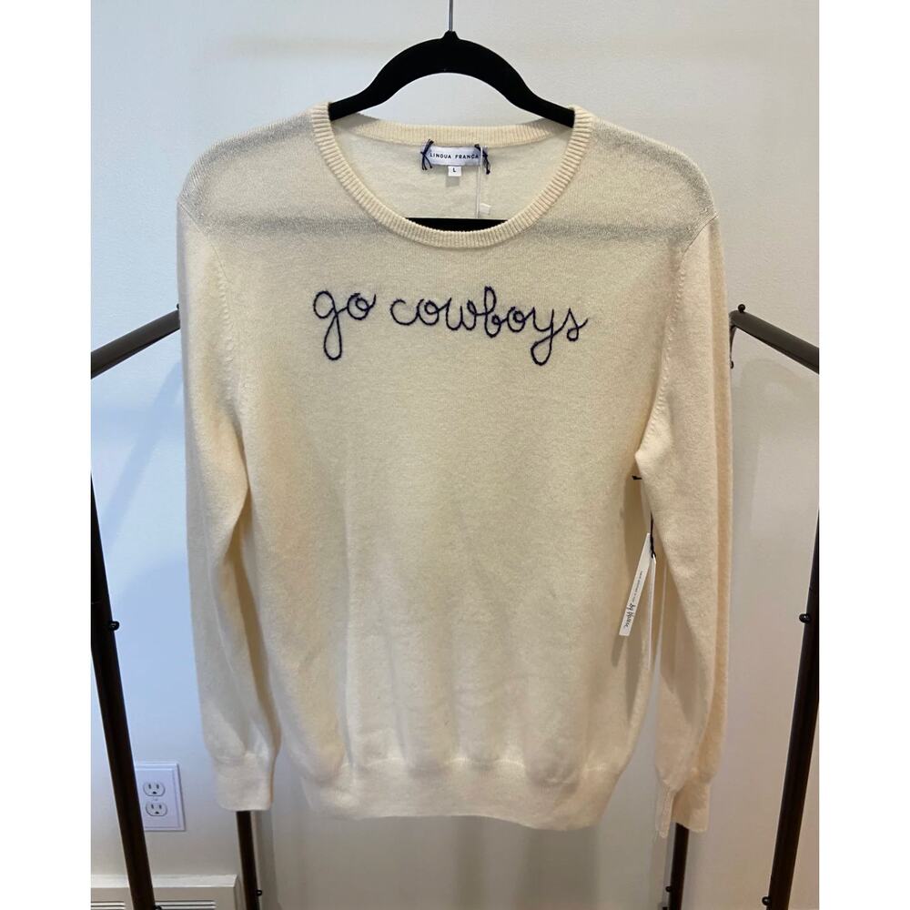 Lingua Franca Go Cowboys Cashmere Sweater size L large